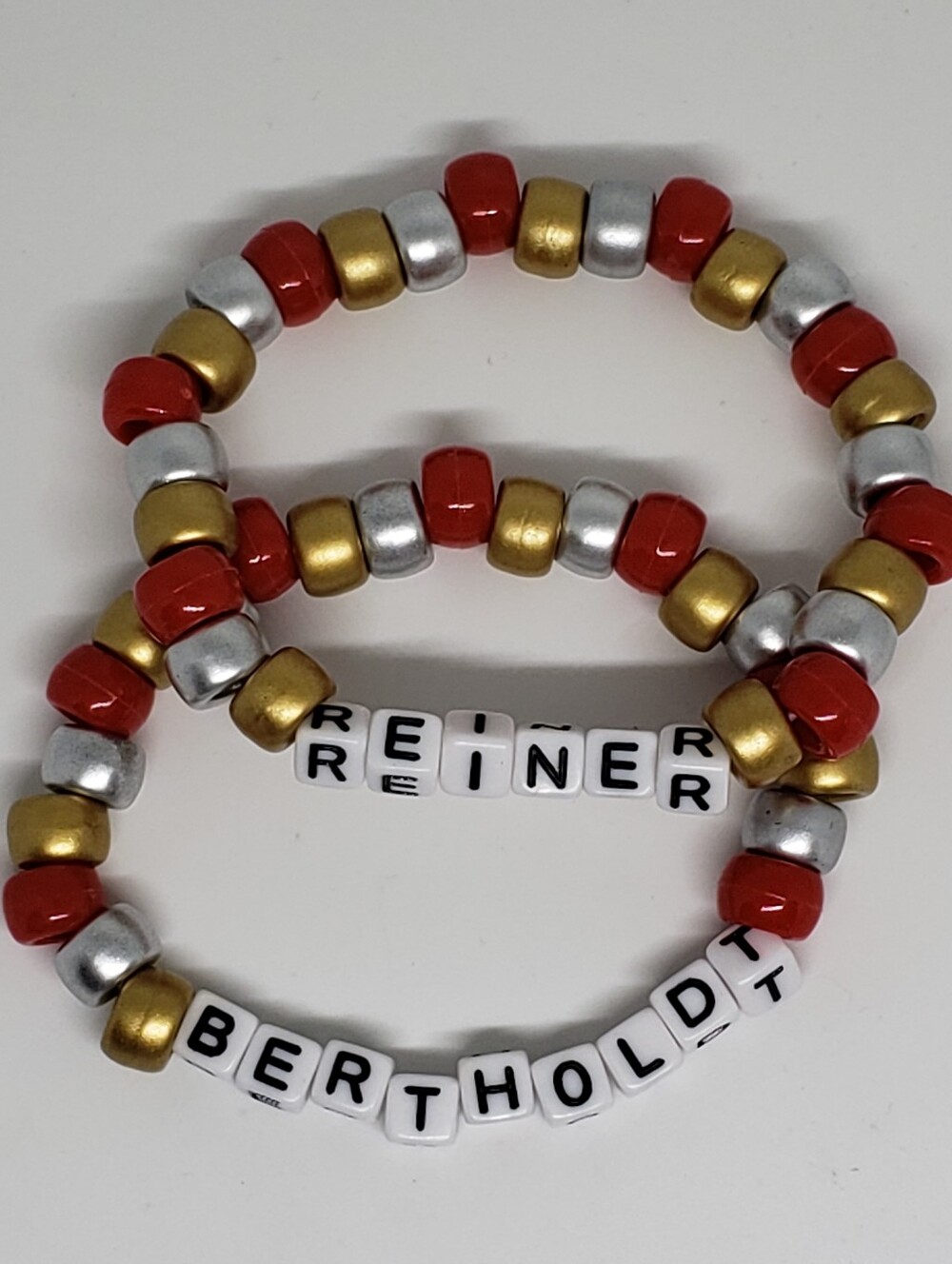 Handmade Beaded Attack On Titan Reiner Bertholdt Kandi Bracelet Set